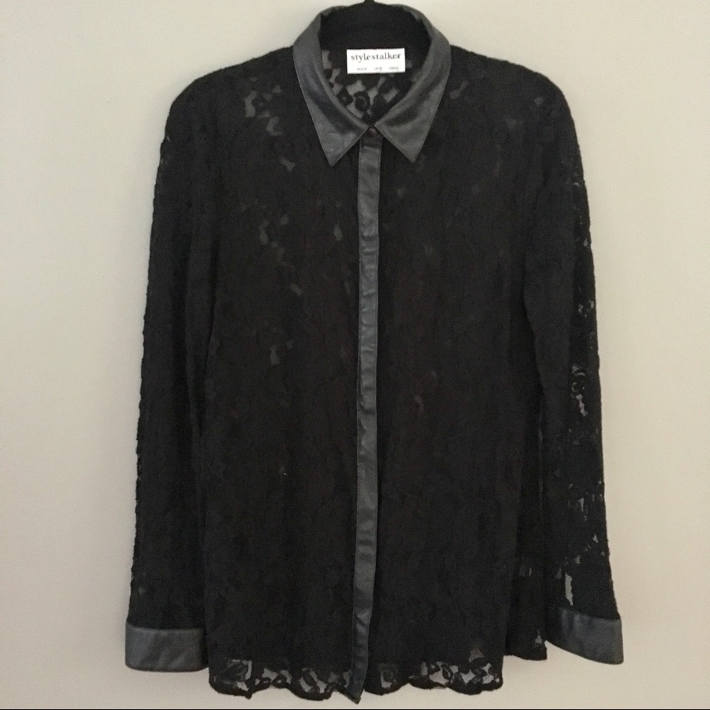 Gorgeous Stylestalker Black lace top with leather